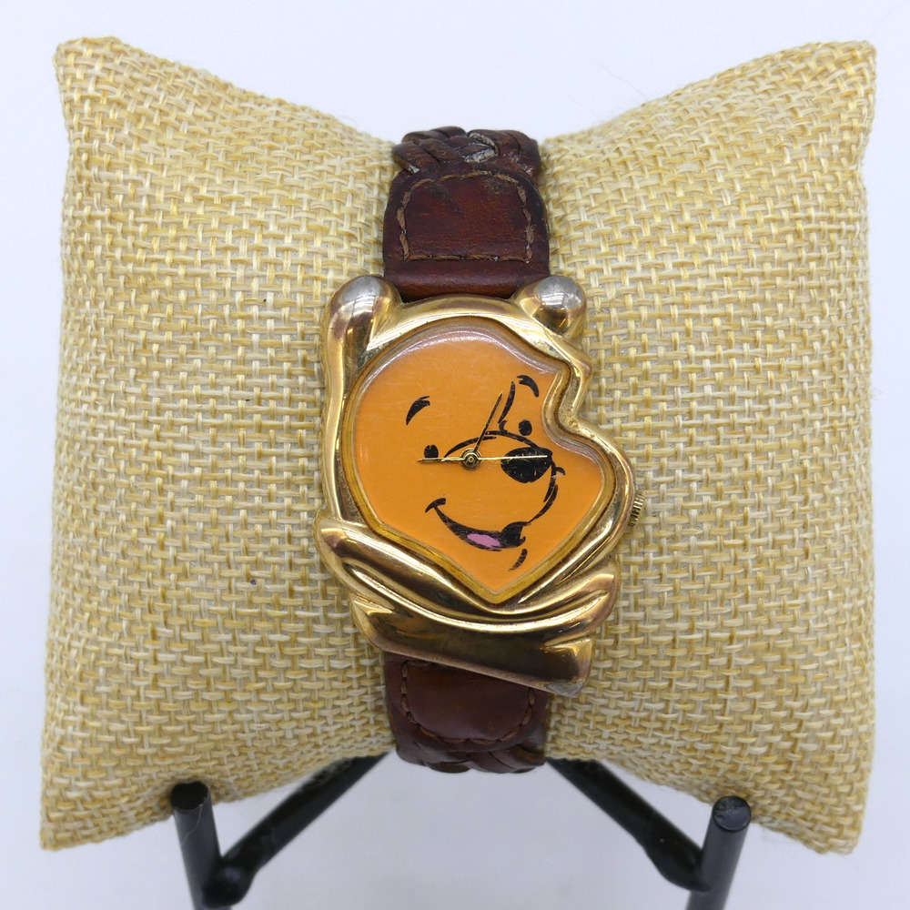 Timex Disney Winnie the Pooh Braided Leather Watch Gold Tone Untested VTG